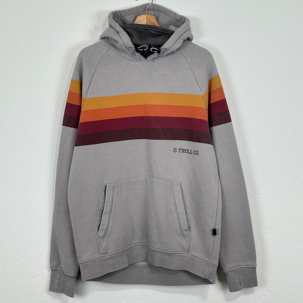 Troll Co Mens Torrid Retro Sunset Stripe Hoodie Sz Large Pullover Face Mask DHCM